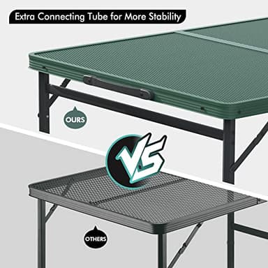VILLEY Grill Table, 3ft Folding Camping Table with Aluminum Adjustable Legs, Portable Lightweight Camp Table for Beach Picnics and Outdoor Cooking - Image 4