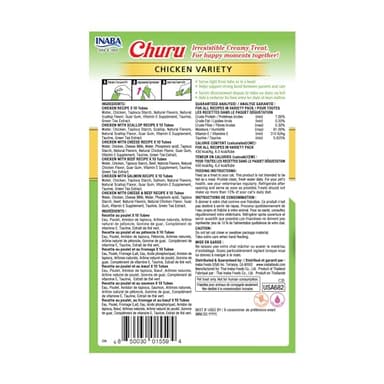 INABA Churu Cat Treats, Grain-Free, Lickable, Squeezable Creamy Purée Cat Treat/Topper, 60 Servings, Chicken Variety Box - Image 2