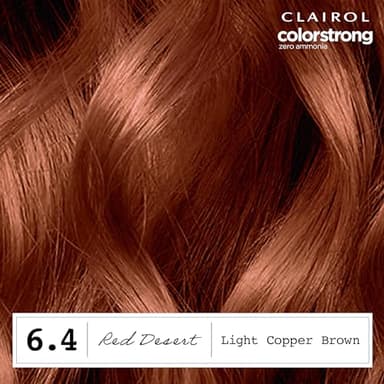 Clairol ColorStrong Permanent Zero Ammonia Hair Dye, 6.4 Light Copper Brown - Red Desert Hair Color, Pack of 1 - Image 4