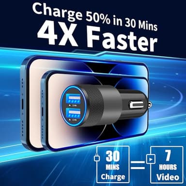 【Apple MFi Certified】iPhone 16 Car Charger Fast Charging, Rombica 4.8A USB Car Power Cigarette Lighter USB-C Car Charger with 2Pack Tyep-C Braided Cable for iPhone 16 Pro/16 Pro Max/15/15 Pro/iPad Pro - Image 2