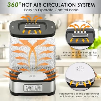 Seeutek Food Dehydrator Machine, 5 BPA-Free Trays, Adjustable Temperature Control for Beef Jerky, Fruits, Vegetables, Includes Recipe Book & 4 Reusable Storage Bags, Electric Dryer Machine - Image 2