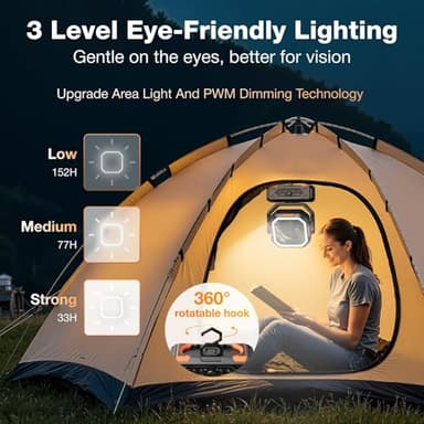 OGERY 2025 Upgraded Camping Fan, Portable Rechargeable Fan with 20000mAh Battery Powered, Stronger Wind, Stepless Speed Regulation, Fast Charging for Tent, Travel, Car, Outdoor Camping Essentials - Image 8