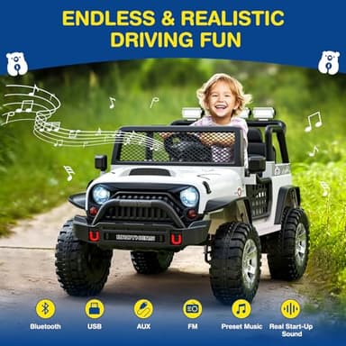 LIGIANT L8 Ride On Car, 2 Seater, 12V Kids Electric Car w/Remote Control, 4-Wheel Suspension, Bluetooth Speaker, Multi Music Modes, 3 Speeds, LED Lights, Xmas & Birthday Gift Ideas for Kids Ages 3+ - Image 4