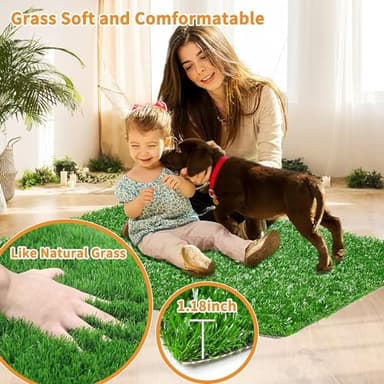 LOOBANI Dog Grass Pee Pads, 2 Pack Artificial Grass Pads for Potty Tray, Fake Grass for Dogs to Pee On, Outdoor Indoor Pee Grass for Dog Potty (18 * 23 inch) - Image 3