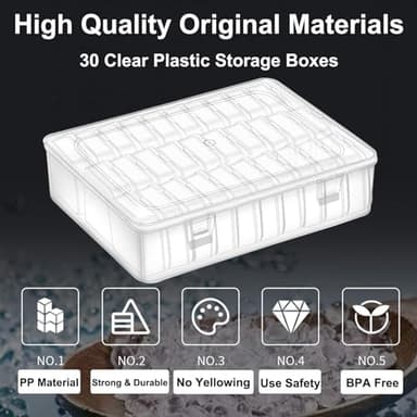 Bead Organizer, 90Pcs Small Clear Plastic Bead Storage Containers with Label, 3 Large Craft Storage Cases with Hinged Lid, Storage Box for Jewelry Making Diamond Art DIY Bracelet Seed Screw Mini Parts - Image 5