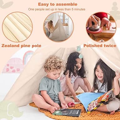 Tiny Land Teepee Tent for Kids with Star Lights, Foldable Play Tent for Girls & Boys, Washable Indoor Toddler Tent, Cozy Warm Reading Nook & Room Decor - Image 6