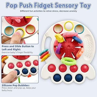 AiTuiTui Sensory Toddler Travel Toys for 1 2 Year Old Boy Girl Birthday Gift, Soft Silicone Baby Teething Fidget Educational Learning Toys for Infant 6 9 12 18 Months - Image 4