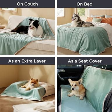 Bedsure Waterproof Blanket for Bed - Sherpa Fleece Waterproof Dog Blankets for Large Dogs, Pet Blankets for Bed/Couch/Dog Crate, Soft Plush Reversible Furniture Protector, Twin, 80"x60", Light Green - Image 5