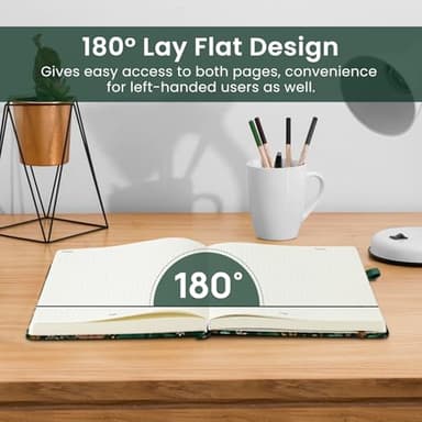 Bullet Dotted Journal Notebook for Women & Men, Hardcover Leather Journal for Writing, A5 Bullet Journaling Notebook for Work & Sketching, Perfect for Office School Home Supplies, 160 Pages, Dark Green - Image 4