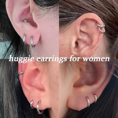 4 Pairs Small Hoop Earrings Set for Women, 316L Surgical Stainless Steel Huggie Hoop Earrings Hypoallergenic Cartilage Hoop Earrings for Helix Tragus Conch Piercing Jewelry for Women Men(Silver-1.6mm) - Image 5