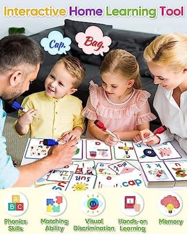 Gojmzo CVC Word Writing & Spelling Flash Cards, Preschool Learning Toddler Activities, Kindergarten Homeschool Supplies, Sight Words Reading Game, Montessori Educational Toys for 3 4 5 6 Year Old Kids - Image 4