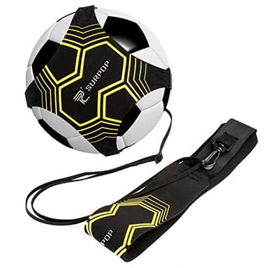 Soccer/Volleyball/Rugby Trainer, Football Kick Throw Solo Practice Training Aid Control Skills Adjustable Waist Belt for Kids Adults (Black) - Image 1
