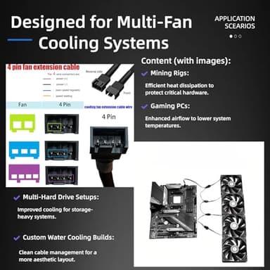 4-Pin PWM Fan Splitter Cable - PST Extension,Fan Splitter,pc Fan Splitter,pwm Fan Splitter,Daisy Chain pc Fans,Fan Splitter 4 pin,4 pin Fan Splitter(1 x 4-pin PWM Connector-88cm/34in) - Image 4