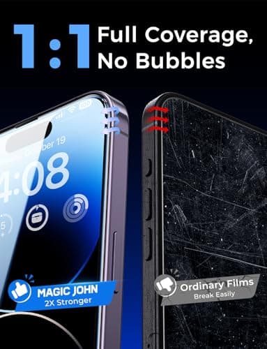 MAGIC JOHN 2 Pack for iPhone 14 Pro 6.1 inch Tempered Glass Screen Protector, Auto Dust-Elimination Installation, Bubble Free, Dynamic Island Compatible, HD Clear, Easy Installation - Image 7
