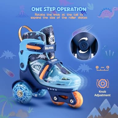 SULIFEEL Adjustable Toddler Roller Skates for Girls Boys Kids,Fun Illuminating Light Up Flash Wheels Three-Point Type Balance Suitable for Beginners Indoor and Outdoor Roller Skating - Image 3