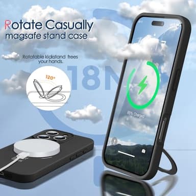 KMAMBAG Mag-Ring Designed for iPhone 16 Pro Max Case, Liquid Silicone [Moisturizing Factor] Extreme Soft Slim Phone Case with Stand [Compatible with MagSafe] for 16 Pro Max 6.9 inch Men Women, Black - Image 7