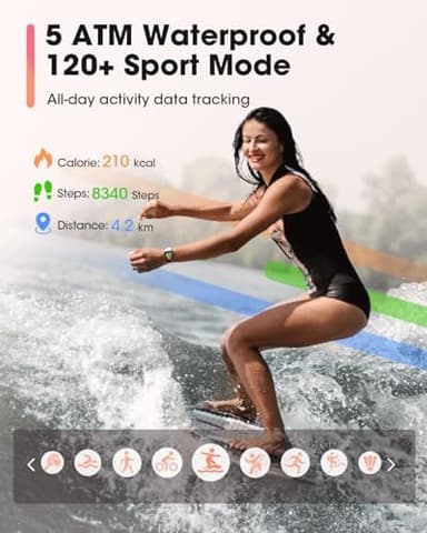 Smart Watches for Women Men with Call: Fitness Trackers with 24-Hour Heart Rate SpO2 Sleep Monitor 5ATM Waterproof 120+ Sport Mode Watches for Women gift Compatible with iPhone Android Phones(3 Bands - Image 5