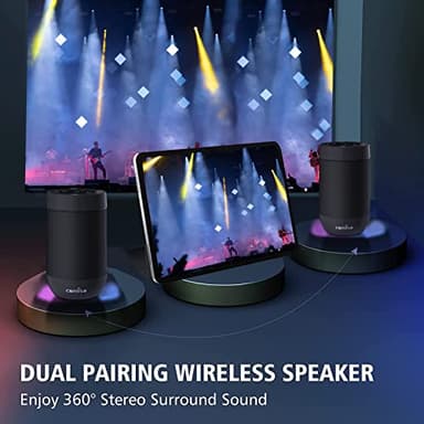 Bluetooth Speaker,5.3 Bluetooth Speakers Wireless,TWS Stereo Pairing,Built in Mic,360 HDSound,IP65 Waterproof Speaker,Support TF Card, for Home/Party/Outdoor/Beach, Gift for Men/Women-Black - Image 4