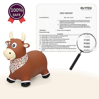 INPANY Bouncy Bull Farm Animal Hopping Toys for 1 2 Year Old Boy Gifts, Ride on Toddler Brown Cow Hopper, Kids Inflatable Jumping Horse, Outdoor Indoor Rubber Bouncer for 3 4 Yr Girl Birthday - Image 5