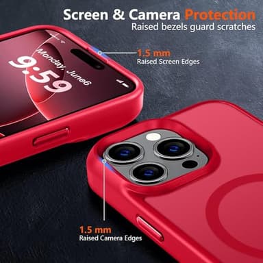 MOCCA Strong Magnetic for iPhone 16 Pro Max Phone Case, [Compatible with Magsafe][16FT Mil-Grade Drop Protection] Slim Thin Translucent Matte Protective Cover Case for iPhone 16 Pro Max Case, Red - Image 5