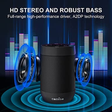 Bluetooth Speaker,5.3 Bluetooth Speakers Wireless,TWS Stereo Pairing,Built in Mic,360 HDSound,IP65 Waterproof Speaker,Support TF Card, for Home/Party/Outdoor/Beach, Gift for Men/Women-Black - Image 5