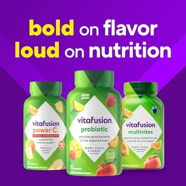 vitafusion Probiotic Gummy Supplements, Raspberry, Peach and Mango Flavors, Probiotic Nutritional Supplements With 5 Billion CFUs, 35 Day Supply, 70 Count - Image 9