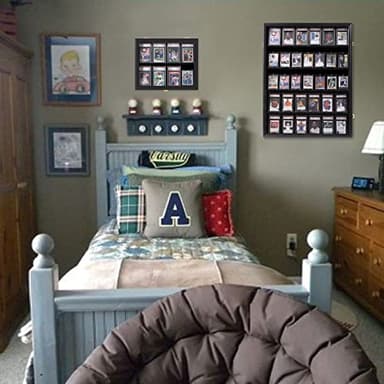 VERANI 35 Baseball Card Display Case - Graded Sports Card Display Frame - Holds Sport Cards with UV Protection Clear View Lockable Wall Cabinet for Football Basketball Hockey Trading Card Large Black - Image 7