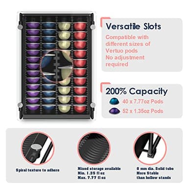EVERIE Crystal Tempered Glass Organizer Drawer Holder Compatible with Nespresso Vertuo Capsules, Compatible with 40 Big or 52 Small Vertuoline Pods, 12'' Wide by 15.6'' Deep by 3.5'' High - Image 4
