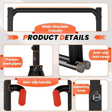 WATBKHE Power Tower Pull Up Dip Station Foldable, Pull Up Bar Station Adjustable, Multi-Function Home Gym, Strength Training Fitness Equipment, Support 450LBS - Image 7