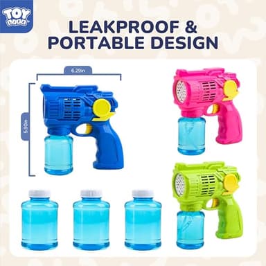 TOY Life 3 Pack Bubble Guns for Kids, Automatic Bubble Blower, Leakproof & Lightweight, Outdoor Summer Toys for Beach Travel, Easter Basket Stuffer, Party Favor, Birthday Gift for Toddlers Boys Girls - Image 6