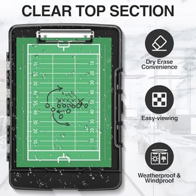 Sooez Original Clipboard with 2 Storage & Pen Holder, Heavy Duty Clip Boards 8.5x11 with Dual Storage, Clearview Dry Erase Coach Clipboard with Real Hinge, High Capacity, School & Office Supplies - Image 4