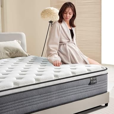 Vipcute King Mattress, 12 Inch King Size Mattresses, 12 Inch Hybrid Pocketed Coil Mattress in a Box with Gel Memory Foam, Medium Firm, CertiPUR-US Certified - Image 3