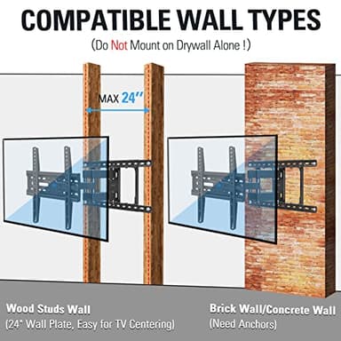 Mounting Dream TV Wall Mount for Most 32-65 Inch TV, Full Motion TV Mount with Dual Arms, Wall Mount Bracket with Swivel and Tilt, Fits 16", 18", 24" Studs, Max VESA 400x400mm, 99 LBS, MD2380-24K - Image 7