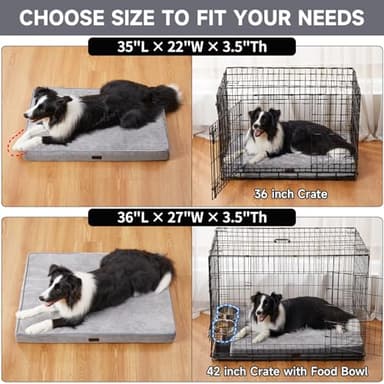 OhGeni Orthopedic Waterproof & Machine Washable Dog Bed for Medium Large Pets, Suitable for Crates, Cat Mat with 25D Egg Crate Foam, Non-Slip Bottom & Removable Cover, 35 Inches(Gray) - Image 2
