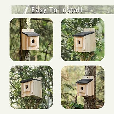 Bird House for Outside,Wooden Bluebird House,with Predator Guard Bird Nesting Box Wild Bird Watching, Finch Bluebird Cardinals Hanging Birdhouse Clearance Garden Country Cottage - Image 9