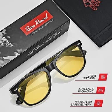 Retro Rewind Polarized Night Driving Glasses for Men and Women - Anti-Glare Night Vision Classic 80s Mens Womens Glasses - Image 5