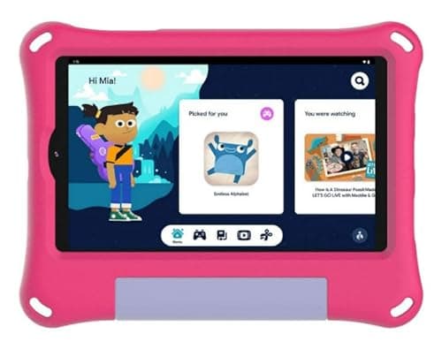 onn. 8" Kids Tablet, 1280 x 800 Resolution, 32GB, (2024 Model), Android 14 (Includes Pink Rubberized Case with Kickstand) (Renewed) - Image 1