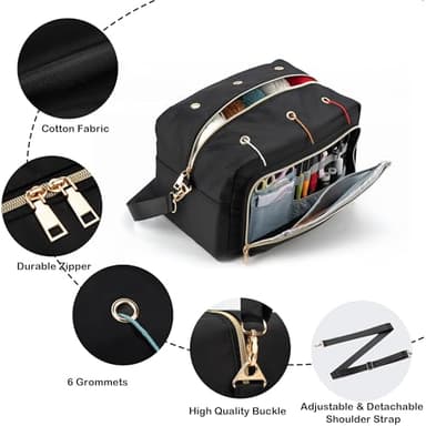 EXLIFBAG Crochet Bag, Yarn Storage Organizer with Adjustable Shoulder Straps, Yarn Bag for Crochet Accessories, Knitting Needles & Crochet Hooks - Image 3