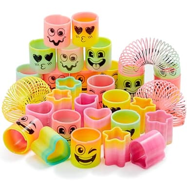 JOYIN 30 Pcs Spring Rainbow Party Favor, Mini Plastic Coil Spring Toy, Fidget Stress Coil Mini Springs Bulk Toys for Carnival Prize Birthday, Halloween Goodie Bag Stuffers - Image 1