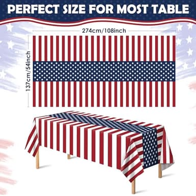 OHOME Veterans Day Decorations - Patriotic American Flag Plastic Tablecloth for 4th of July Decorations | Fourth of July Accessories for Home Outdoor Outside Party Favors,54"x108",2 Pack - Image 3