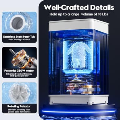 Auertech Portable Washer and Dryer Combo Set, 18 lbs Fully Automatic Washing Machine, 10 lbs Portable Dryers, Compact Washer and Dryer for Apartment, RV, Dorm - Image 4