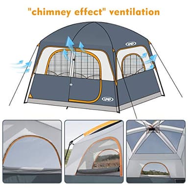UNP Tents 6 Person Waterproof Windproof Easy Setup,Double Layer Family Camping Tent with 1 Mesh Door & 5 Large Mesh Windows -10'X9'X78in(H) Gray - Image 3