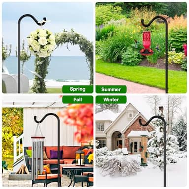 FEED GARDEN [Upgrade Version Adjustable Shepherds Hook Bird Feeder Pole with 7 Prongs Base, 76 Inch Tall Heavy Duty Outdoor Garden Poles for Hanging Bird Feeders, Plant Baskets, Black (1 Pack) - Image 6