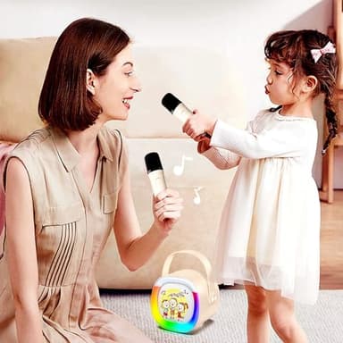 HWWR Mini Karaoke Machine with 2 Wireless Microphones Portable Bluetooth Speaker with Disco Lights, Kids Toys Christmas Birthday Gifts for Girls Boys Age 4, 5, 6, 7, 8, 9, 10, 11, 12+ Home Party - Image 8