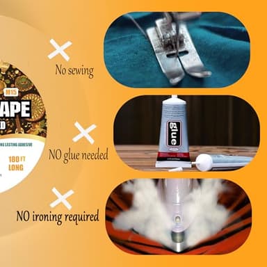 TSSART Fabric Tape M15 - Sticky Double-Sided Tape Strong Adhesive Cloth Leather Tape Press-on Tape, No Sewing or Ironing, Gluing, Alterations and Hemming - 1/4inch Wide 180FT Long - Image 3