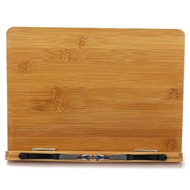 wishacc Bamboo Book Stand, Adjustable Book Holder Tray and Page Paper Clips-Cookbook Reading Desk Portable Stable Hard-Wearing Lightweight Bookstand-Textbooks Books - Image 4