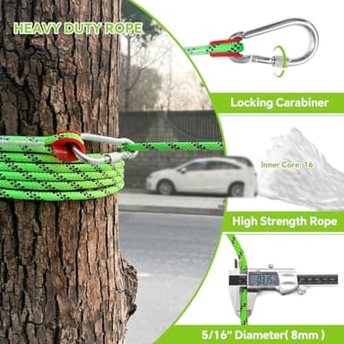 Dog Camping Essentials 50ft Portable Overhead Trolley System Pet Camping Leash for Dogs up to 200lbs Dog Runner for Yard - Image 3