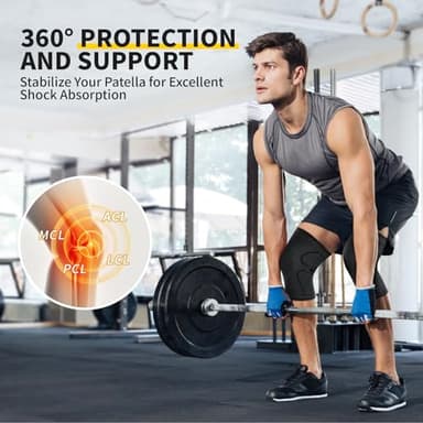 CAMBIVO 2 Pack Knee Braces for Knee Pain, Knee Compression Sleeve for Men and Women, Knee Support for Meniscus Tear, Running, Weightlifting, Workout, ACL, Arthritis, Joint Pain Relief (Black,Medium) - Image 5