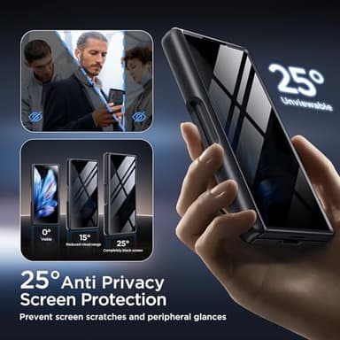 TONGATE Wallet for Z Fold 7 Case with Privacy Screen Protector, [4-Card Holder][Anti Spy] Built-in Large Stand & Slide Camera Cover Z7 Shockproof Phone Case for Samsung Galaxy Z Fold 7, Dark Black - Image 3