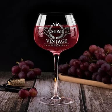 Gumry Gifts for Mom from Daughter Son, 16OZ Vintage Engraved Wine Glass Birthday Decorations Birthday Gifts Box Ideal for Women Mother - Image 7